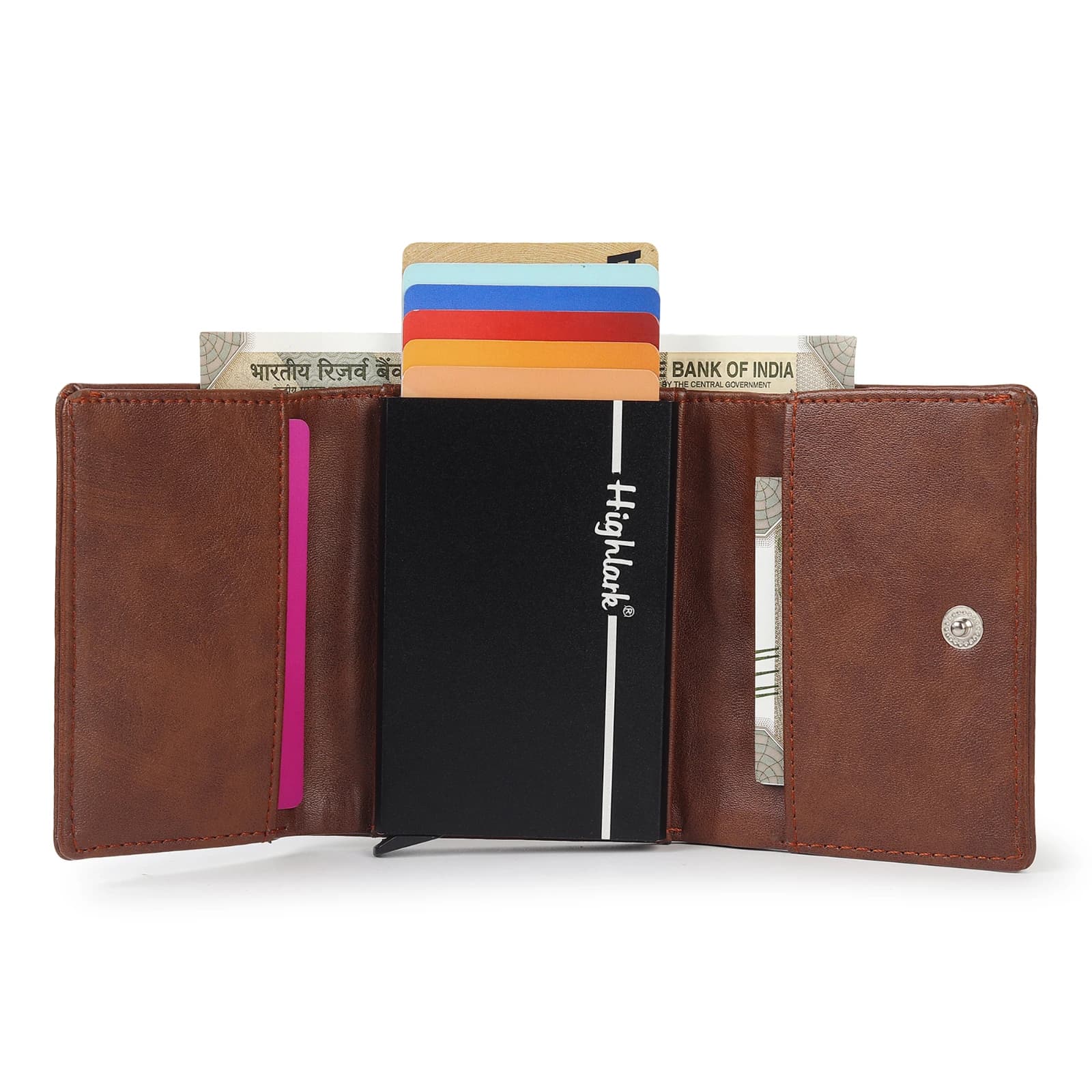 Highlark RFID Protected Leather Wallet Cardholder | Pop-up Design | Scan Proof Aluminium Case for Men | Holds Up to 8 Cards | Credit & Debit Cardholder 4