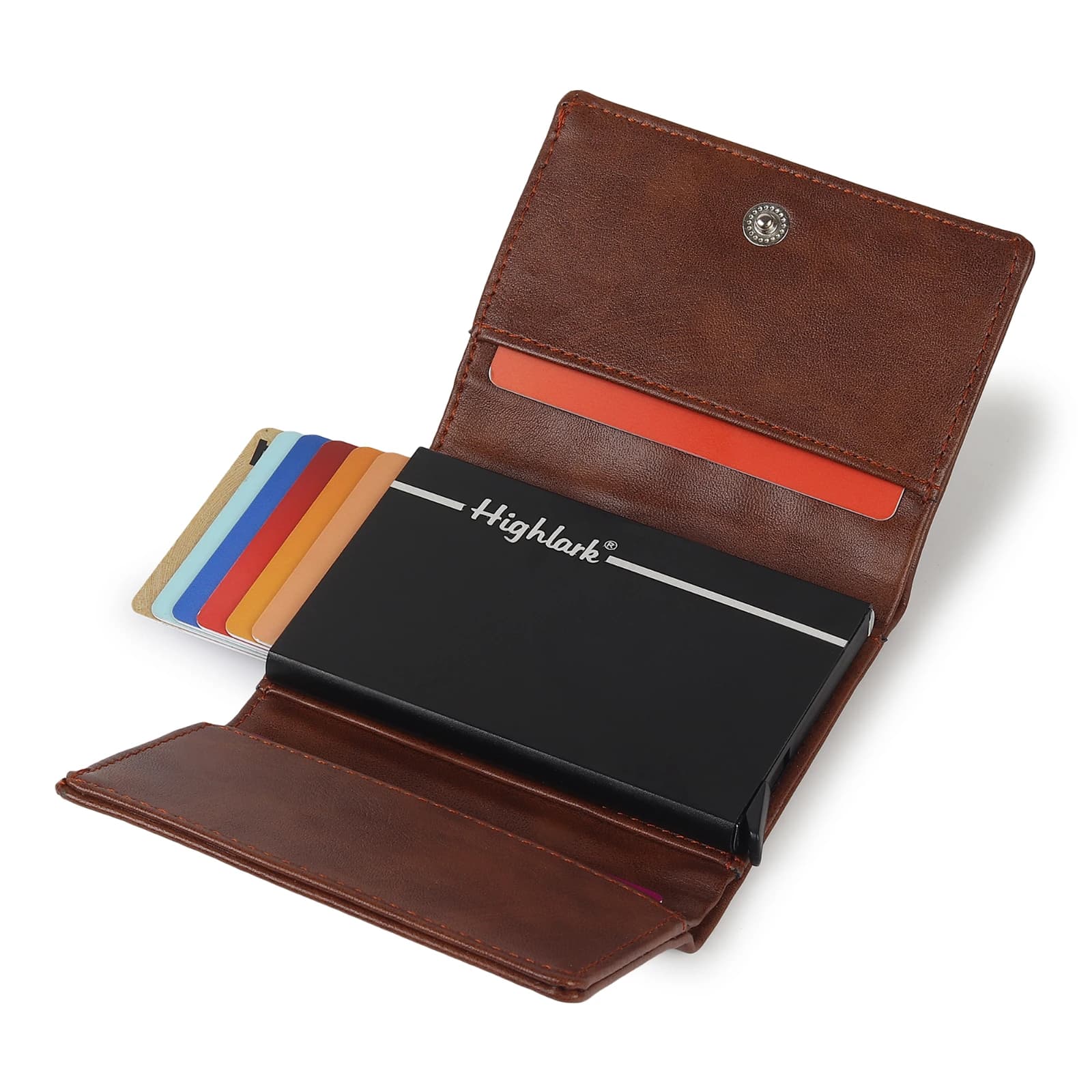 Highlark RFID Protected Leather Wallet Cardholder | Pop-up Design | Scan Proof Aluminium Case for Men | Holds Up to 8 Cards | Credit & Debit Cardholder 3