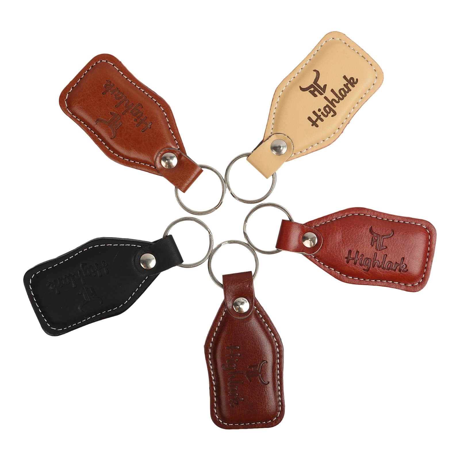 Highlark Leather Finish Metal Keychain for Men & Women | Durable Key Ring for Car & Bike Keys | Stylish Unisex Gift Set 3