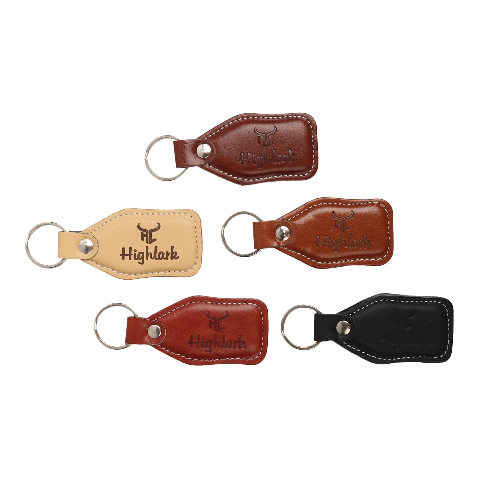 Highlark Leather Finish Metal Keychain for Men & Women | Durable Key Ring for Car & Bike Keys | Stylish Unisex Gift Set 5