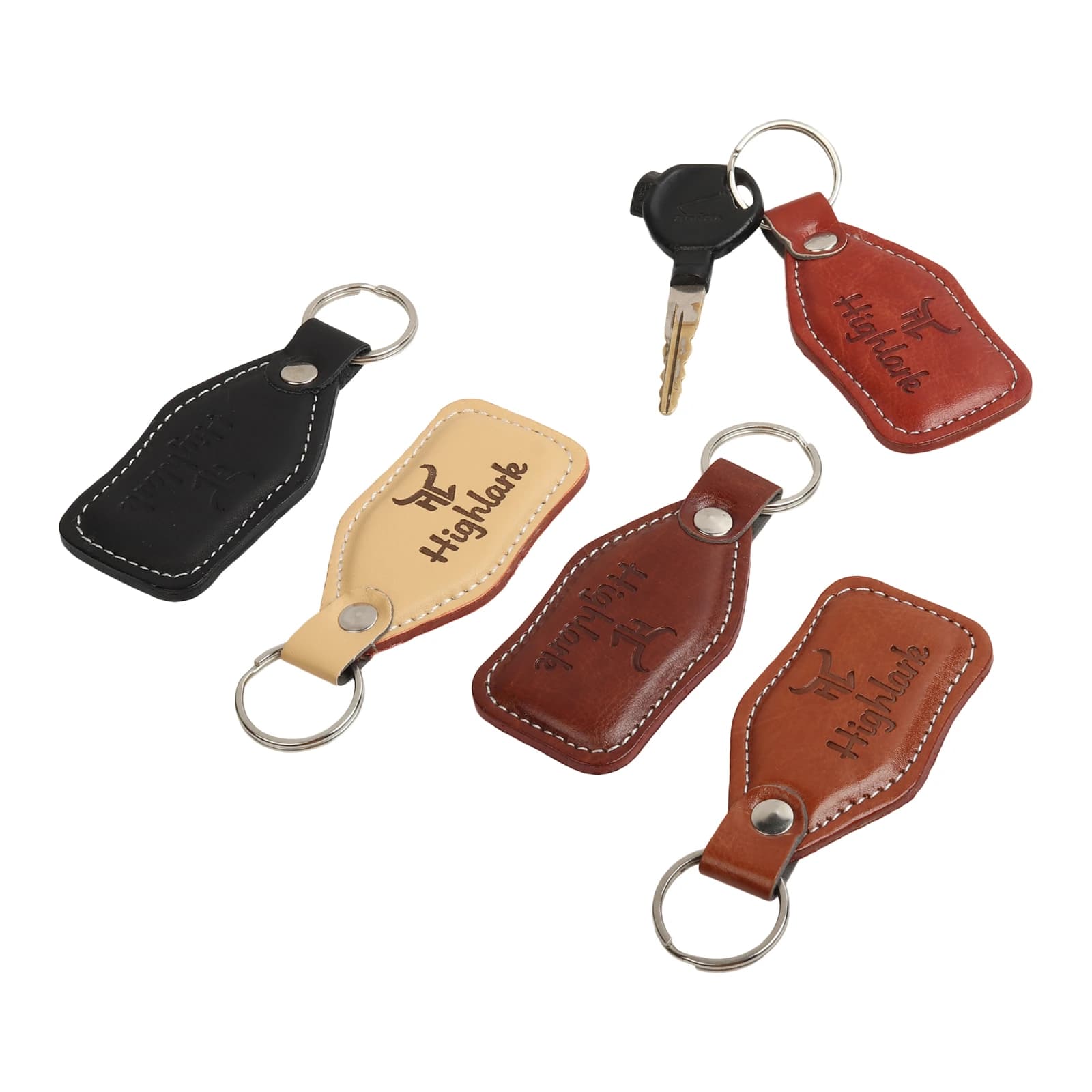 Highlark Leather Finish Metal Keychain for Men & Women | Durable Key Ring for Car & Bike Keys | Stylish Unisex Gift Set 2