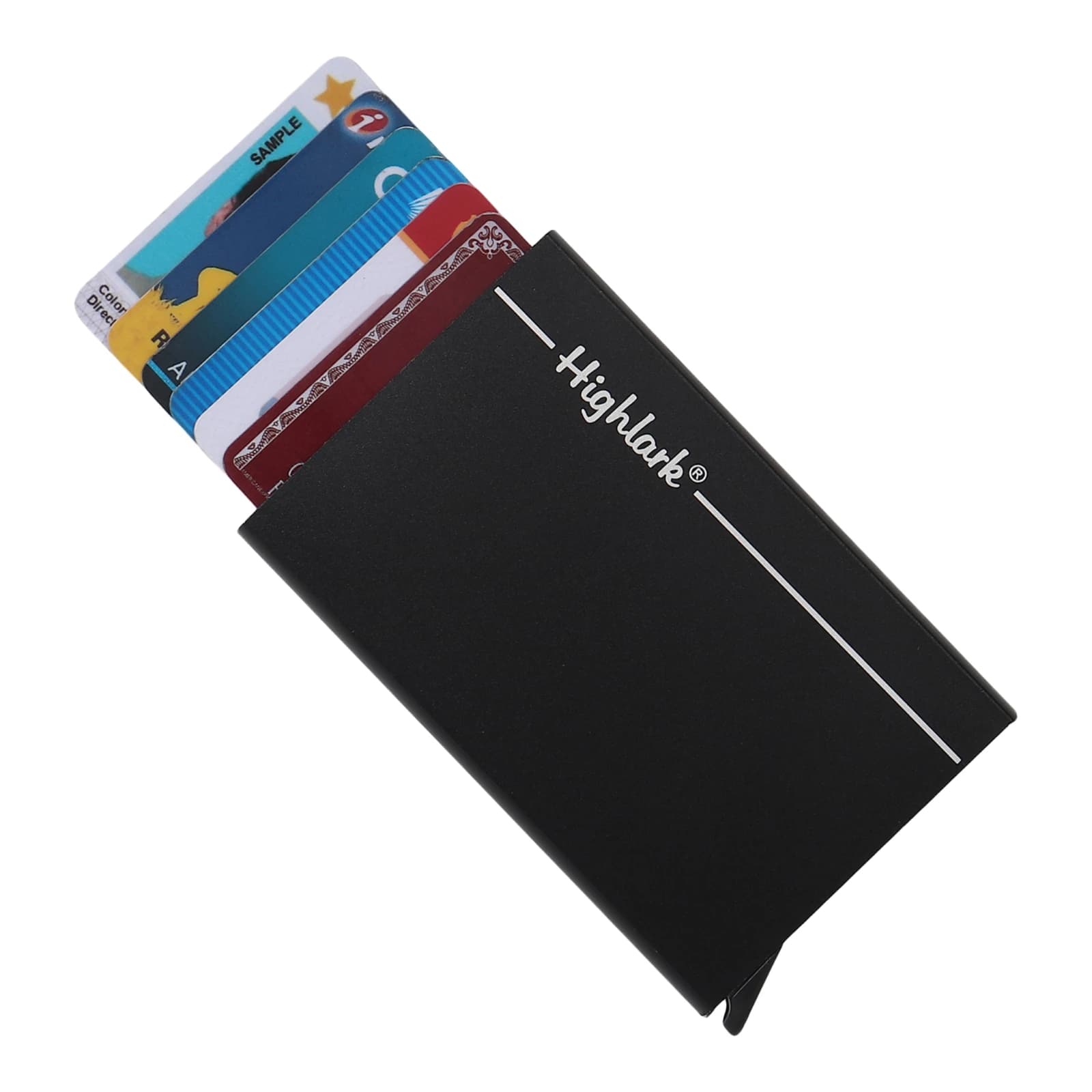 Highlark Black Slim Stainless Steel Card Holder, Side Pull Card Design for Men & Women 3