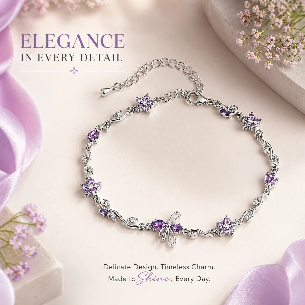 Crystallix Fashion Bracelet for Women | Premium Floral Bracelet | Lightweight & Skin-Friendly | Elegant Jewelry Gift for Women & Girls 4