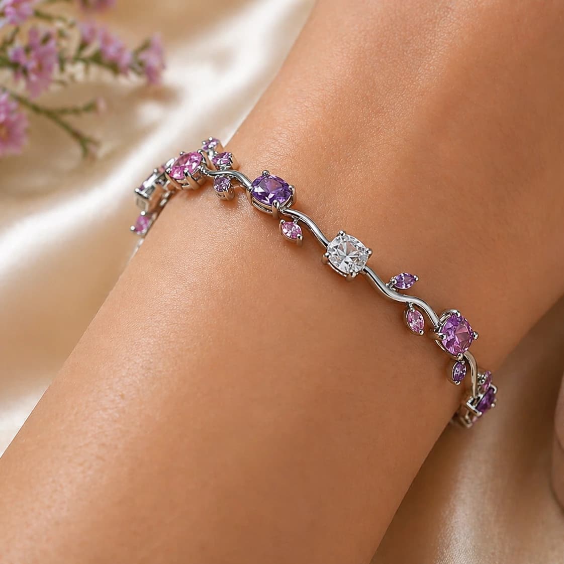 Crystallix Fashion Bracelet for Women | Premium Floral Bracelet | Lightweight & Skin-Friendly | Elegant Jewelry Gift for Women & Girls 2