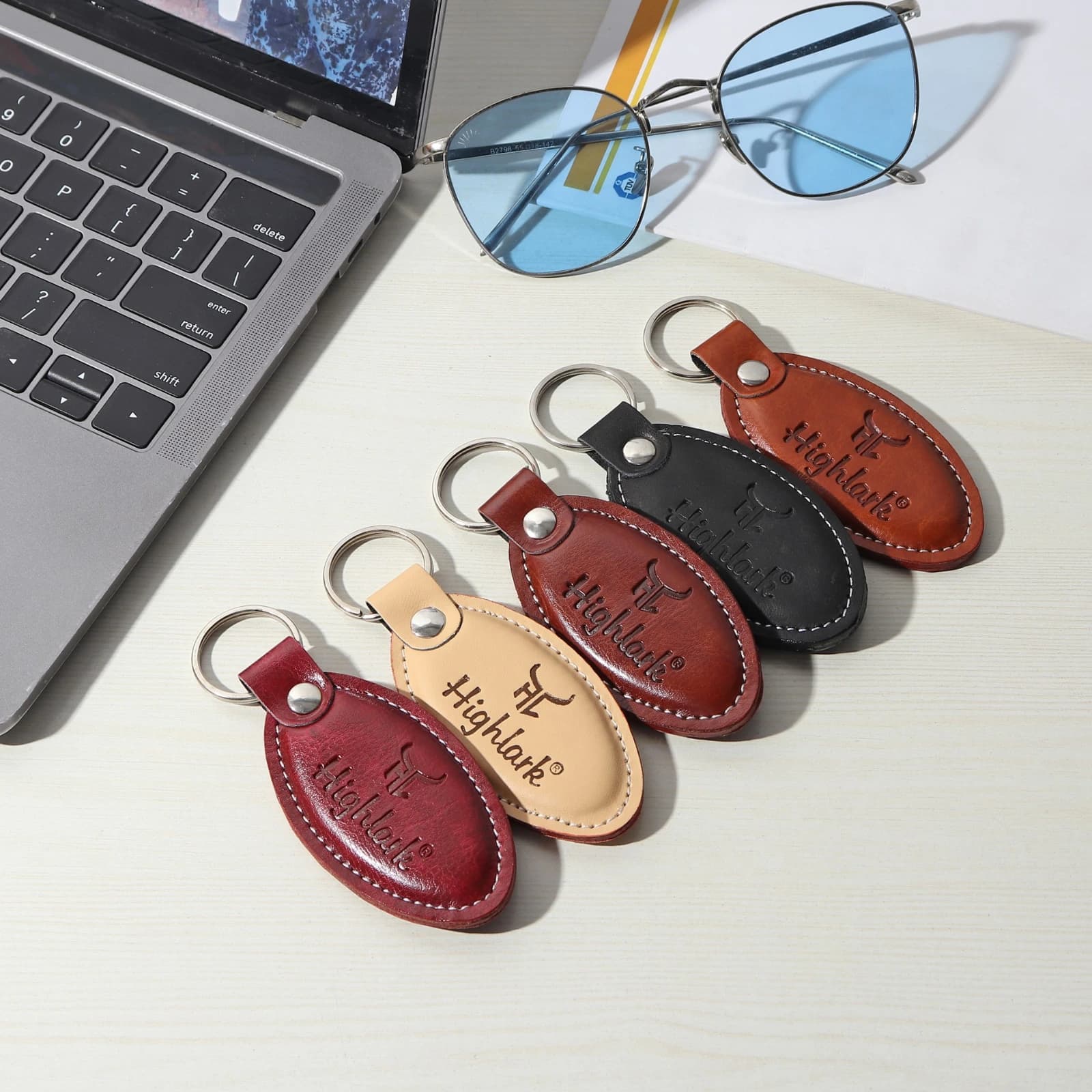 Highlark Signature Leather Finish Keychain for Men & Women | Durable Metal Key Holder for Car and Bike Keys | Elegant Everyday Accessory 1