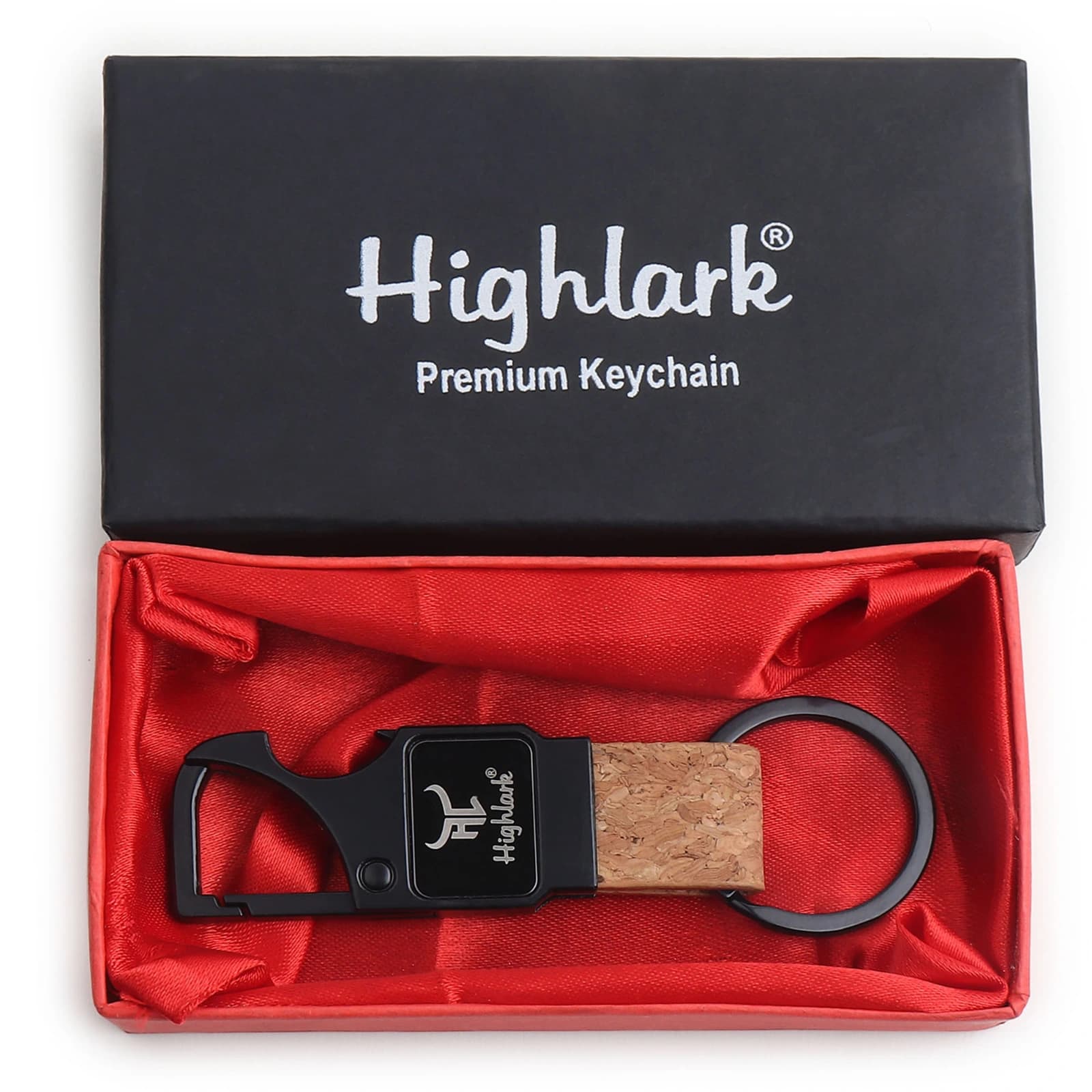Highlark Heavy Duty Matte Black Metal Keychain with Cork Strap – Carabiner Clip Keyring with Built-in Bottle Opener for Car and Bike Keys 5