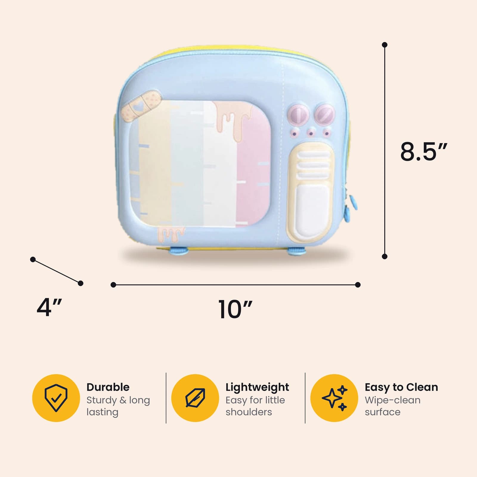 Highlark Kids Retro Television Hardshell Backpack & Travel Bag – Pastel Baby Blue 4
